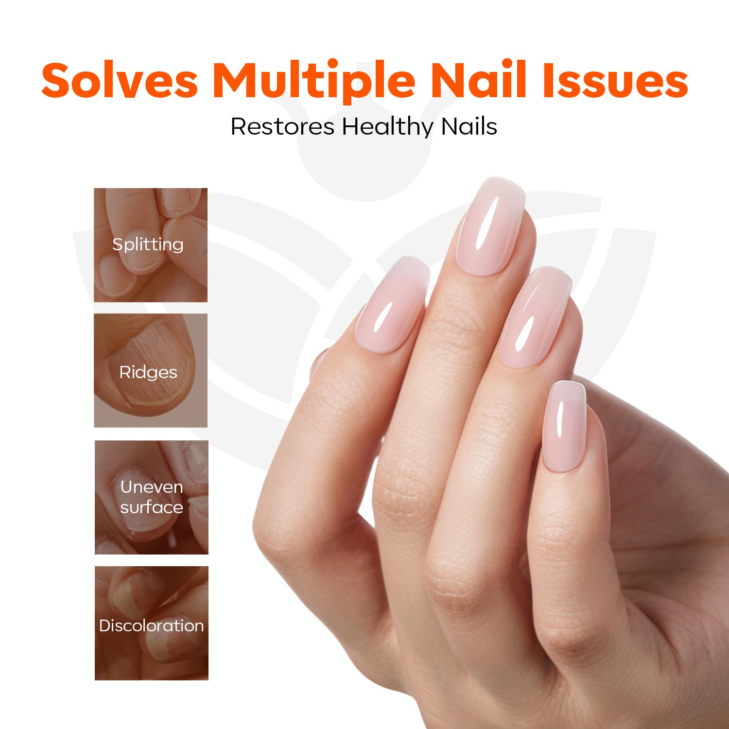 modelones Nail Strengthener Kits Milky White Glitter Pink Nude Nail Polish Sets Nail Repair for Damaged Nails Strengthener and Growth for Thin Weak & Damaged Nail Care Kit for Women 4 Pcs Gifts Sets-BrightBean Baby