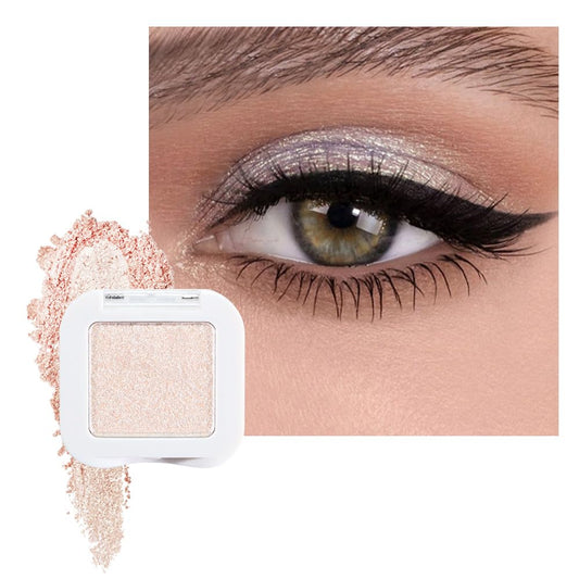 Glittler Single Eye Shadow Palette Makeup, Sheer White Sparkle Shimmer Monochrome Eyeshadow For Old Women, Pigmented Waterproof Sombras Para Ojos, Vegan, Talc, Paraben & Cruelty Free, 02-BrightBean Baby