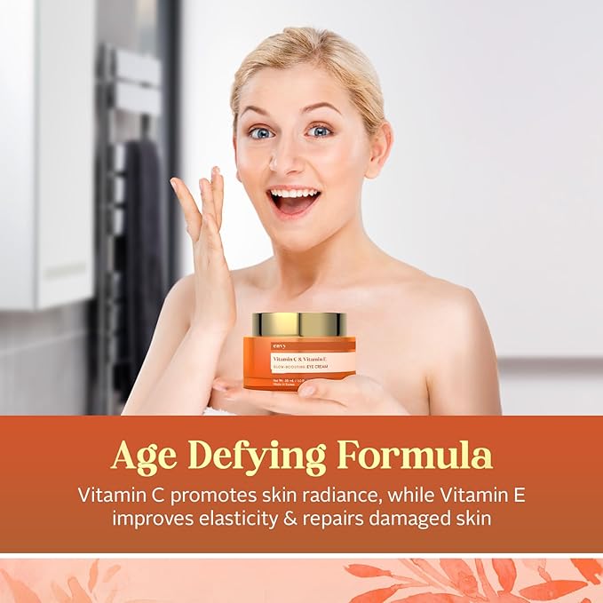 Envy Vitamin C & Vitamin E Under Eye Cream - For Dark Circles and Puffiness, Brightening & Anti-Aging Under Eye Cream - Rejuvenates Fatigued Eyes - Cruelty Free Korean Skin Care - 1.01 OZ-BrightBean Baby