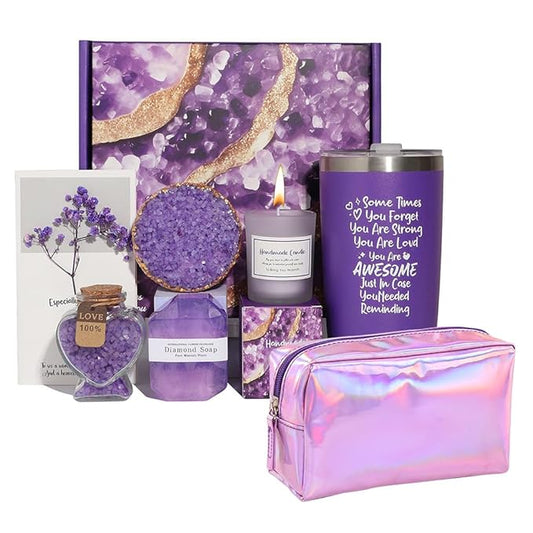 Birthday Gifts for Women,Relaxing Spa Gift Basket Set, Unique Gifts for Her,Friends,Mom,Sister,Coworker,Wife,Girlfriend, Happy Birthday Gift Ideas,Mothers Day,Christmas Gifts for Women (PURPLE)-BrightBean Baby