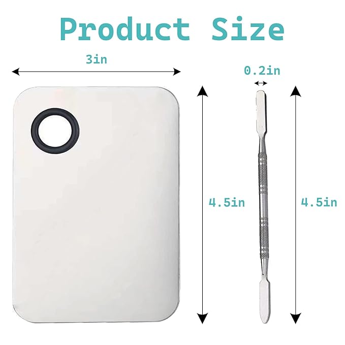 2 in 1 Makeup Mixing Palette Set with Spatula - Stainless Steel Foundation Accessories and Mixing Tools for Cosmetic, Nail Art, Lipstick-BrightBean Baby