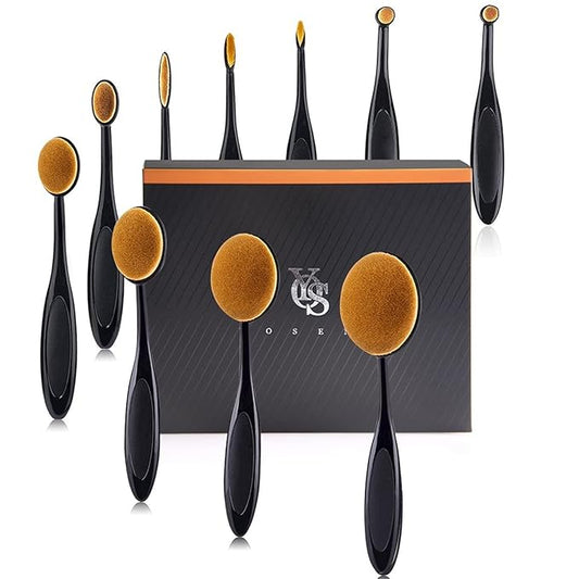 Yoseng Oval Makeup Brushes Set 10 Pcs Professional Oval Toothbrush Foundation Contour Concealer Eyeliner Blending Cosmetic Brushes Tool Set-With Box,Practical White Elephant Gift for Girls Women-BrightBean Baby