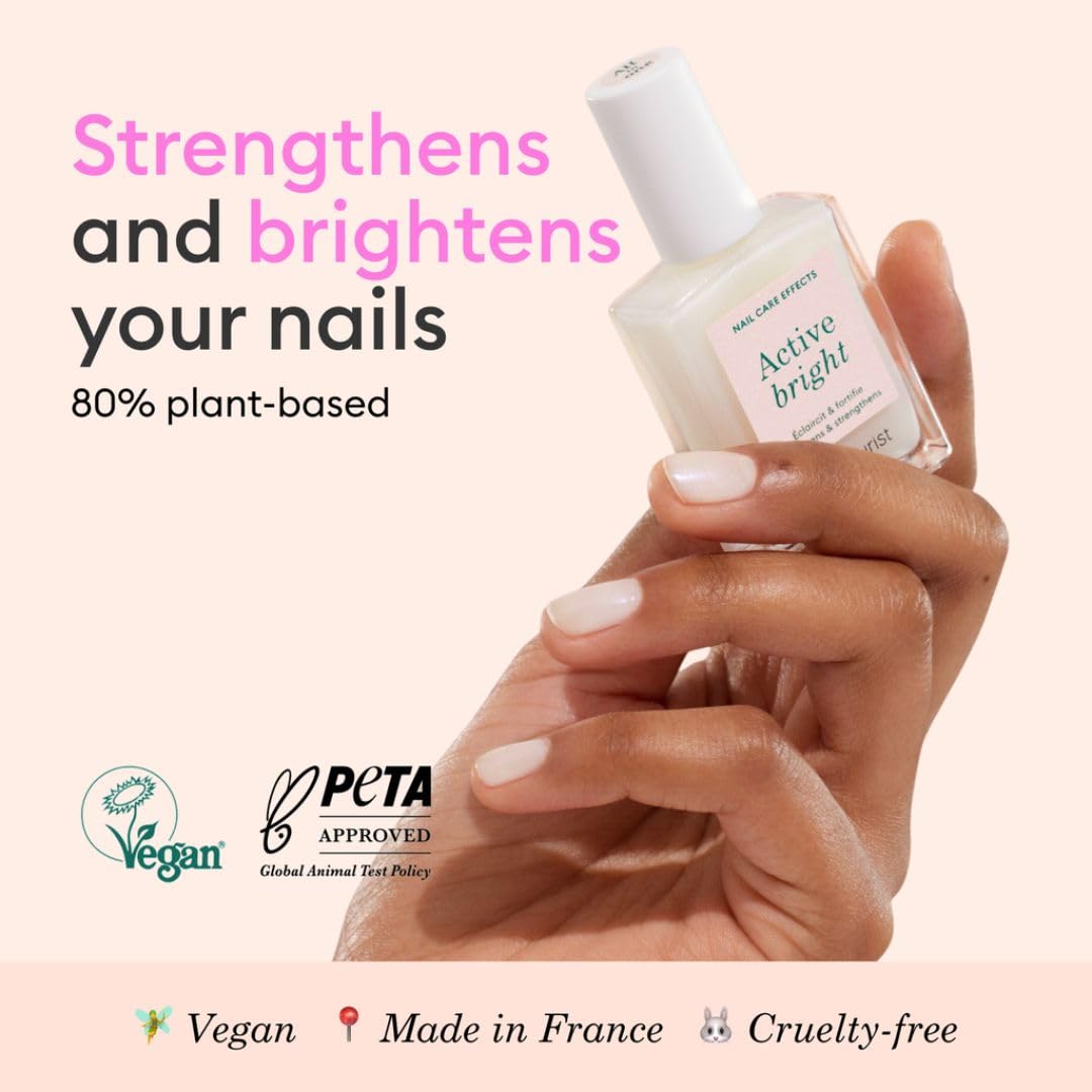 Manucurist Active Bright All in One Nail Perfector: Brightening Treatment Polish & Care - No Lamp - Vegan & Made in France - White Nail Polish - Nail Whitener & Brightener - Nail Strengthener-BrightBean Baby