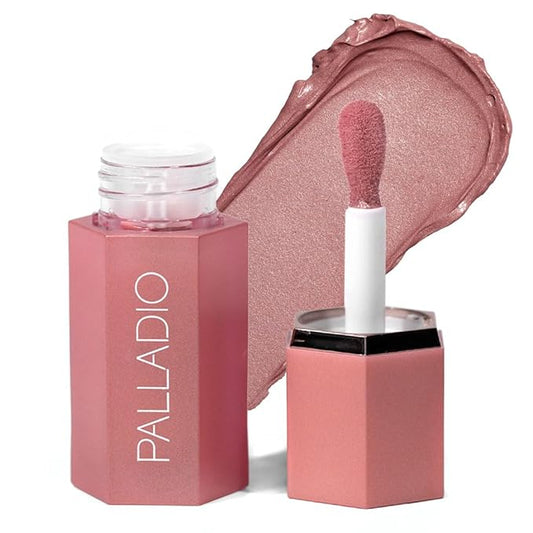 Palladio Liquid Blush for Cheeks & Lips 2-in-1 Makeup Face Blush, Weightless Cream Formula, Smudge Proof Long-Wearing Pigmented Blush, Natural Look Makeup Face Blushes, Shimmer Finish, Dainty-BrightBean Baby