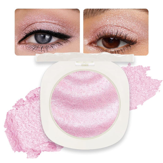 Pink Shimmer Glitter Sparkling Monochrome Eyeshadow Palette,Metallic Single Eye Shadow Palette for Older Women,Long Lasting Naturing-Looking Eye Makeup-BrightBean Baby