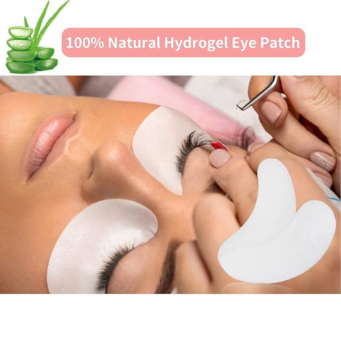 350 PCS Under Eye Gel Pads,Eyelash Mascara Brushes,Holder Eyelash Extension Rings - 100% Naturel Lint Free,Comfy and Cool,Eyelash Extension Eye Pads,Hydro gel Eye Patches Beauty Tool(Gold)-BrightBean Baby
