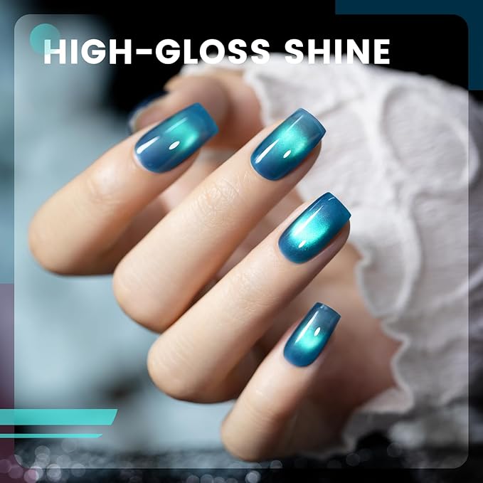 RARJSM Aurora Ceramics Glitter Glass Cat Eye Gel Nail Polish Set 6Pcs Pink Purple Brown Blue Green Shimmer Smoothie Cateye Colorful Galaxy Effect with Magnetic Stick UV LED Curing Require Home Salon-BrightBean Baby