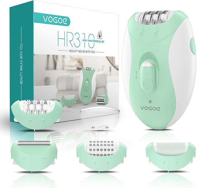 Epilator for Women-Cordless Epilators Hair Removal for Women, 4-in-1 Electric Razor Hair Remover, 2 Speeds & 21 Tweezers for Face Legs Arms Armpit Bikini, Green HR310-BrightBean Baby