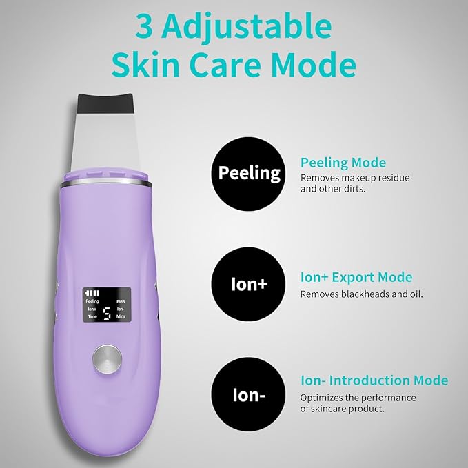 Skin Scrubber Facial Spatula - 4-in-1 Deep Cleansing Tool for Pore Extraction, Fast Charging Dock Blackhead Remover Face Spatula for Facial Skincare Women Gift (Purple)-BrightBean Baby