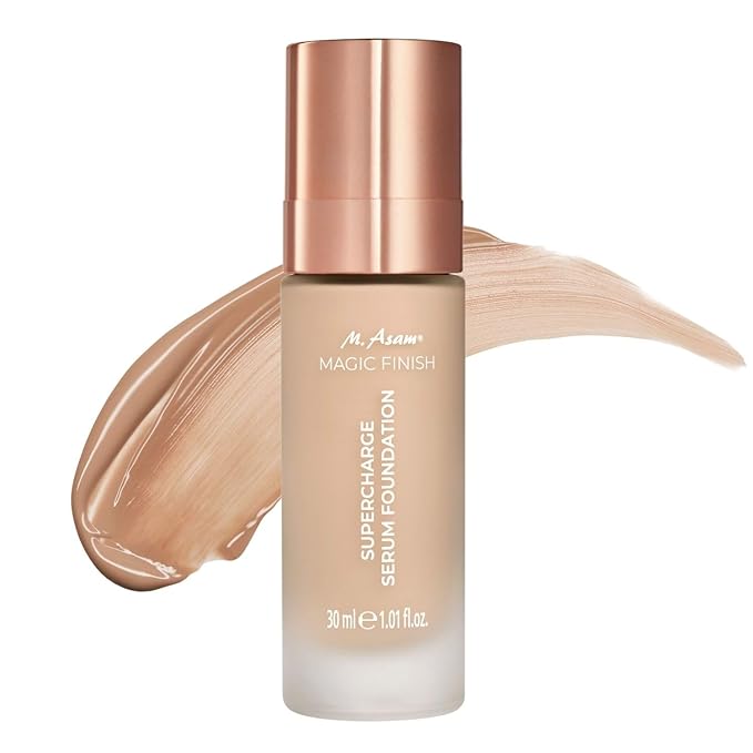M. Asam MAGIC FINISH Supercharge Serum Foundation Creamy Nude (1.01 Fl Oz) - Moisturizing Make Up & Firming Face Serum In One, Anti-aging CC Cream With Optimal Coverage & Hyaluronic Acid-BrightBean Baby