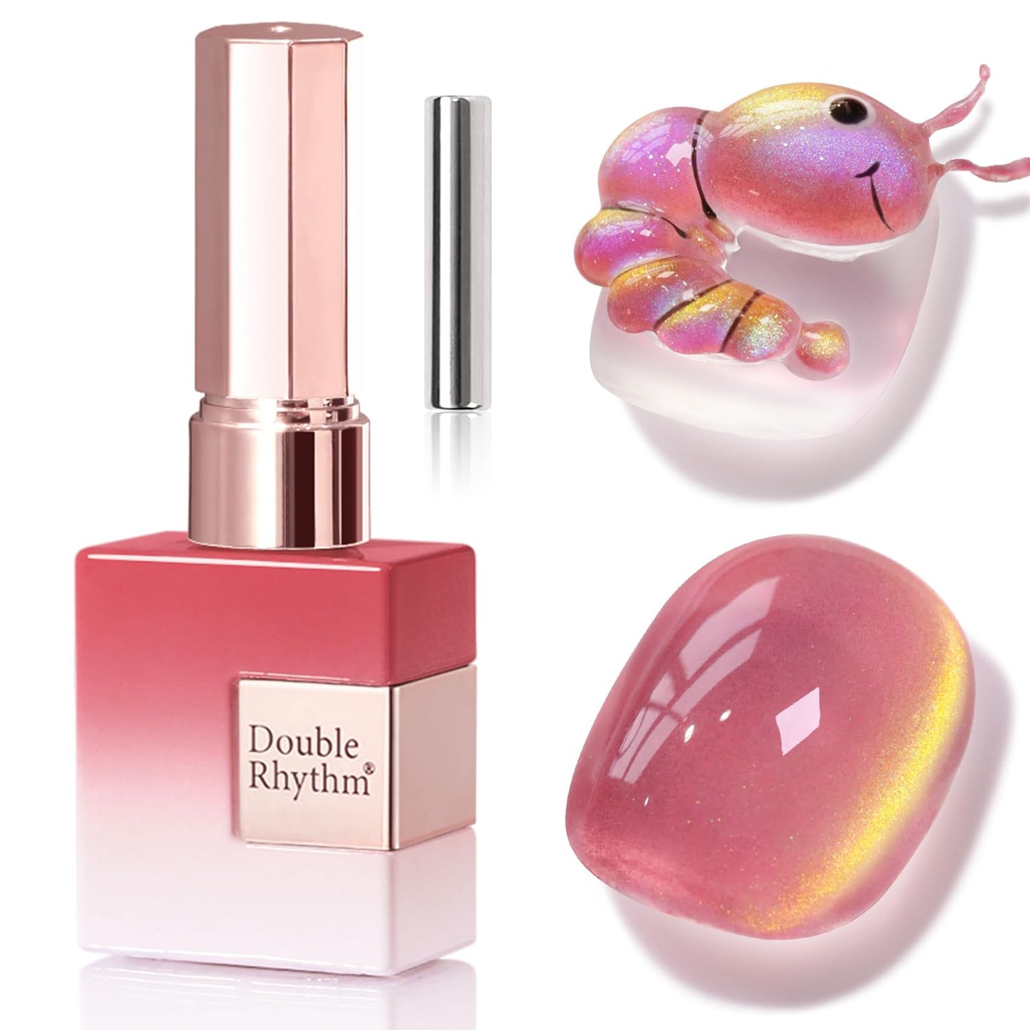 Double Rhythm Jelly Glass Cat Eye Gel Polish with Magnet 15ML Holographic Glitter Shimmer Translucent Sheer Color Magnetic Nail Polish Salon DIY at Home (Navy Purple-MC1266)-BrightBean Baby