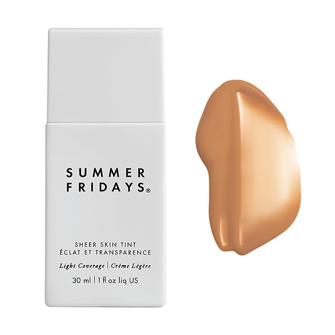 Summer Fridays Sheer Skin Tint - Skin Tint with Hyaluronic Acid - Helps Diminish Uneven Skin Tone - Sheer to Light Coverage - Shade 6 - Medium Tan with Warm Golden Undertones (1 Fl Oz)-BrightBean Baby