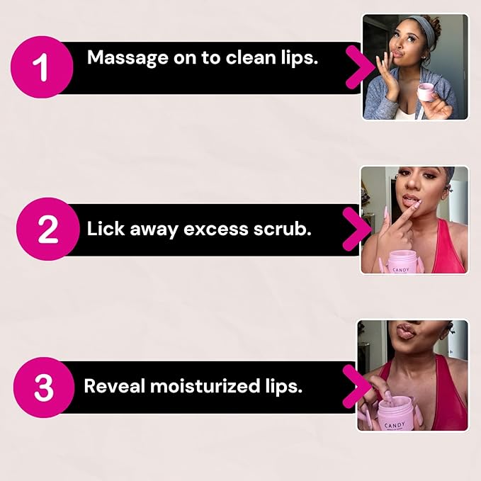 Minimo Candy Lip Exfoliator Scrub & Moisturizer - Lip Scrubber Exfoliator- Lip Brightening For Dark Lips Smoker| Removes Dead Skin from Dry Chapped Lips - Nourishes & Hydrates(1 oz) Pack Of 2-BrightBean Baby