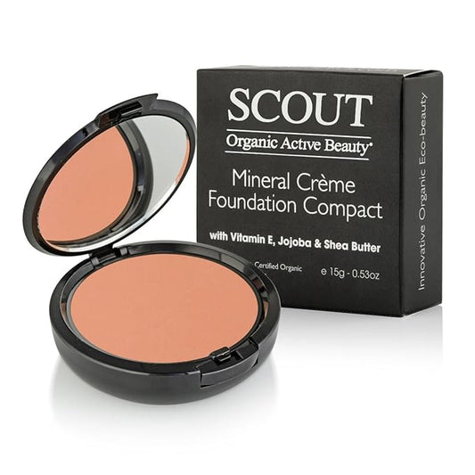SCOUT Australia Crème Compact Foundation with Vitamin E, Joboba & Shea Butter Golden-BrightBean Baby