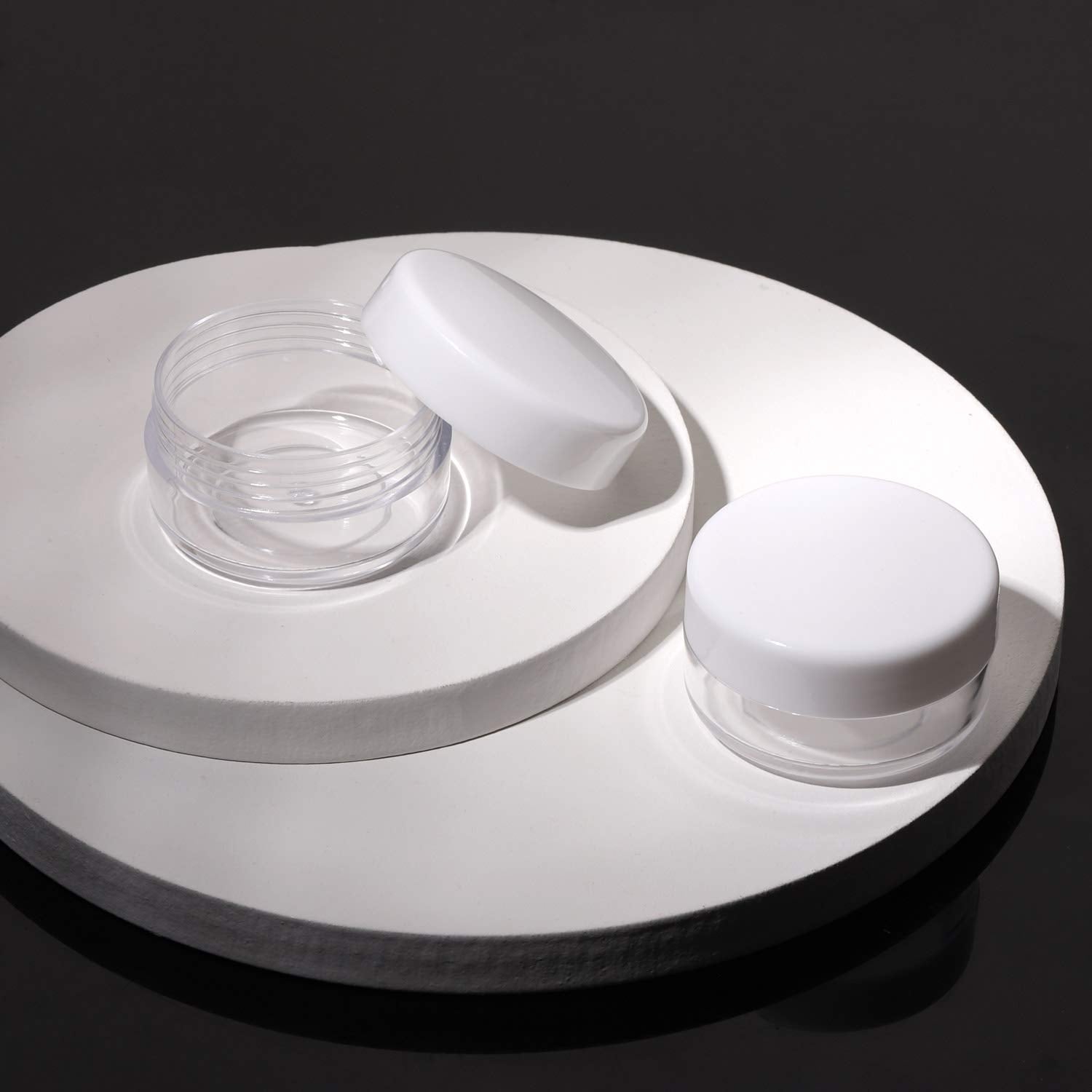 100 Count Mini Makeup Sample Containers with Lids 10g Plastic Cosmetic Containers Refillable Traveling Jars for Skin Care Products - White-BrightBean Baby