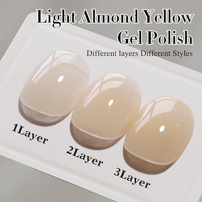Double Rhythm 0.50 OZ Translucent Gel Polish Same Color Same Bottle Sheer Pastel Neutral Natural Milky 15 ML Jelly UV Nail Art DIY at Home (Cream Yellow-A1526)-BrightBean Baby
