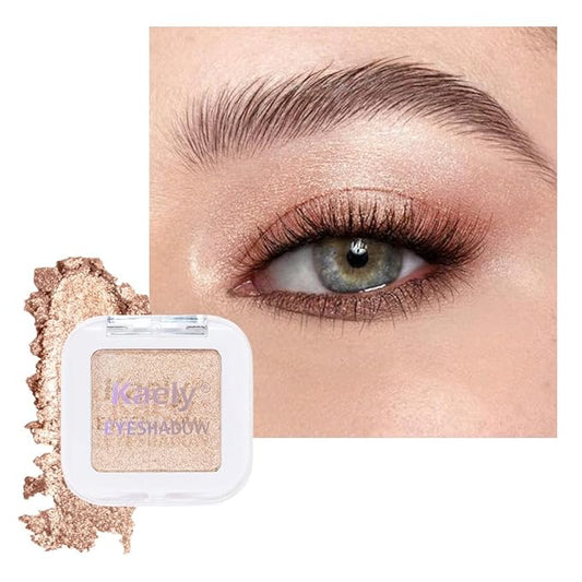 Kaely Pressed Single Eyeshadow Makeup, Light Nude Brown Shimmer Highly Pigmented Monochrome Eye Shadow Palette, Waterproof Neutral Powde Mini Eyeshadow, sombras para ojos, Lightweight Blendable, 20-BrightBean Baby