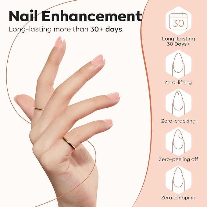 modelones Builder Nail Gel, 8-in-One Sheer Nude Pink Builder, Apricot Blush Pink Rubber Base for Nail Thickening Apex Building LED Lamp Cured Hard Strengthener Extend Color Gel Polish for DIY Salon-BrightBean Baby