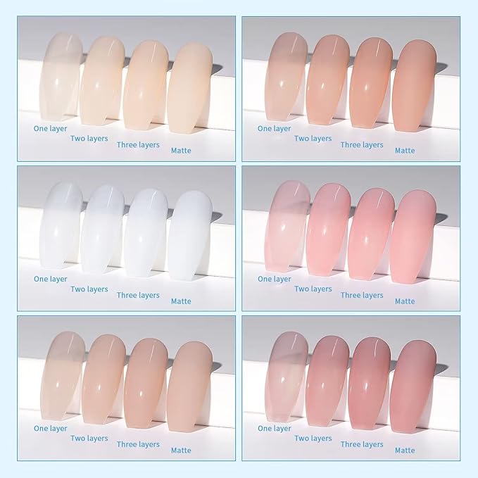 RARJSM Nude Gel Nail Polish Apricot Peach Pink Jelly Gel Polish Set of 6 Transparent Colors 7.5ml Clear Purple Sheer Wine Red Milky Mavue French Manicure LED UV Gel Soak Off Curing Requires Home-BrightBean Baby