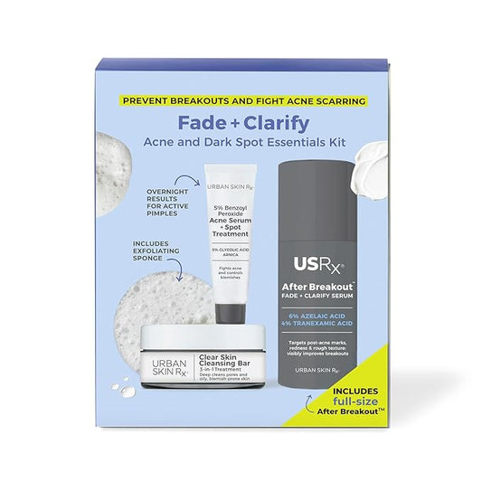 Urban Skin Rx, Acne & Dark Spot Essentials Starter Kit, Includes Clear Skin Cleansing Bar, Acne Serum + Spot Treatment & Fade + Clarify Serum, Cleanses Pores, Fades & Fights Breakouts-BrightBean Baby