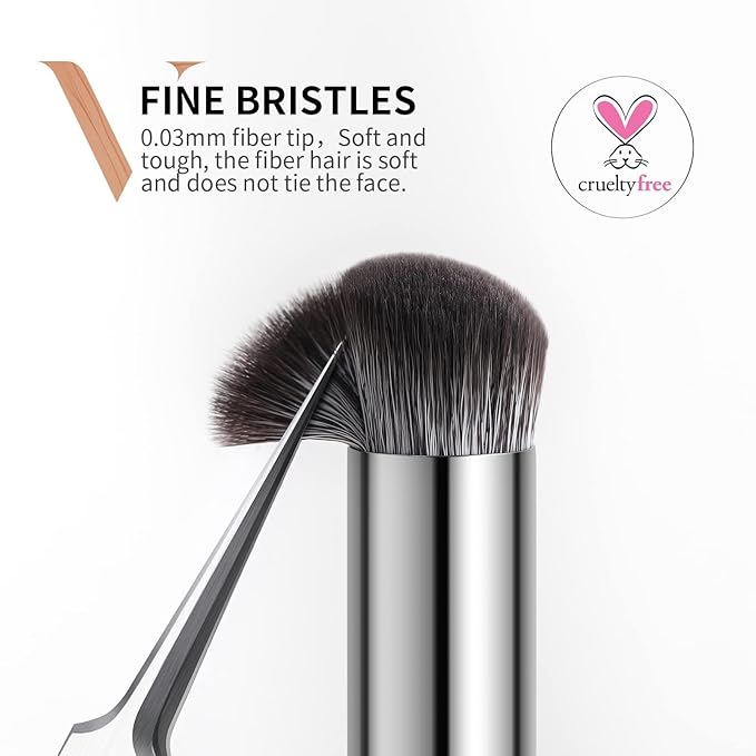 DUcare Concealer Brush Under Eye, Angled Small Nose Contour Brush, Mini Thin Slanted Foundation Dark Circles Puffiness, Puffy Face Eyebrow Eyes, Liquid Cream Blending-BrightBean Baby