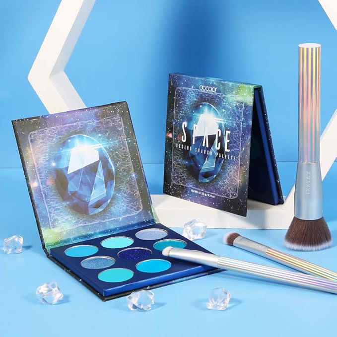 docolor Eyeshadow Palette 9 Colors Blue Eyeshadow Gemstone Shadow Palette Highly Pigmented Mattes Shimmers Smokey Glitter Cream Colorful Powder Blendable Long Lasting Waterproof Makeup Palette-BrightBean Baby