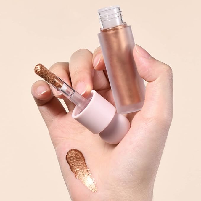 Liquid Highlighter Natural Glow For Face & Body, Waterproof Moisturizing Light Liquid Luminizer For Long Lasting Shimmer, Contour Highlighter Stick Easy to Apply with Cushion Applicator (#4 Candlelight)-BrightBean Baby