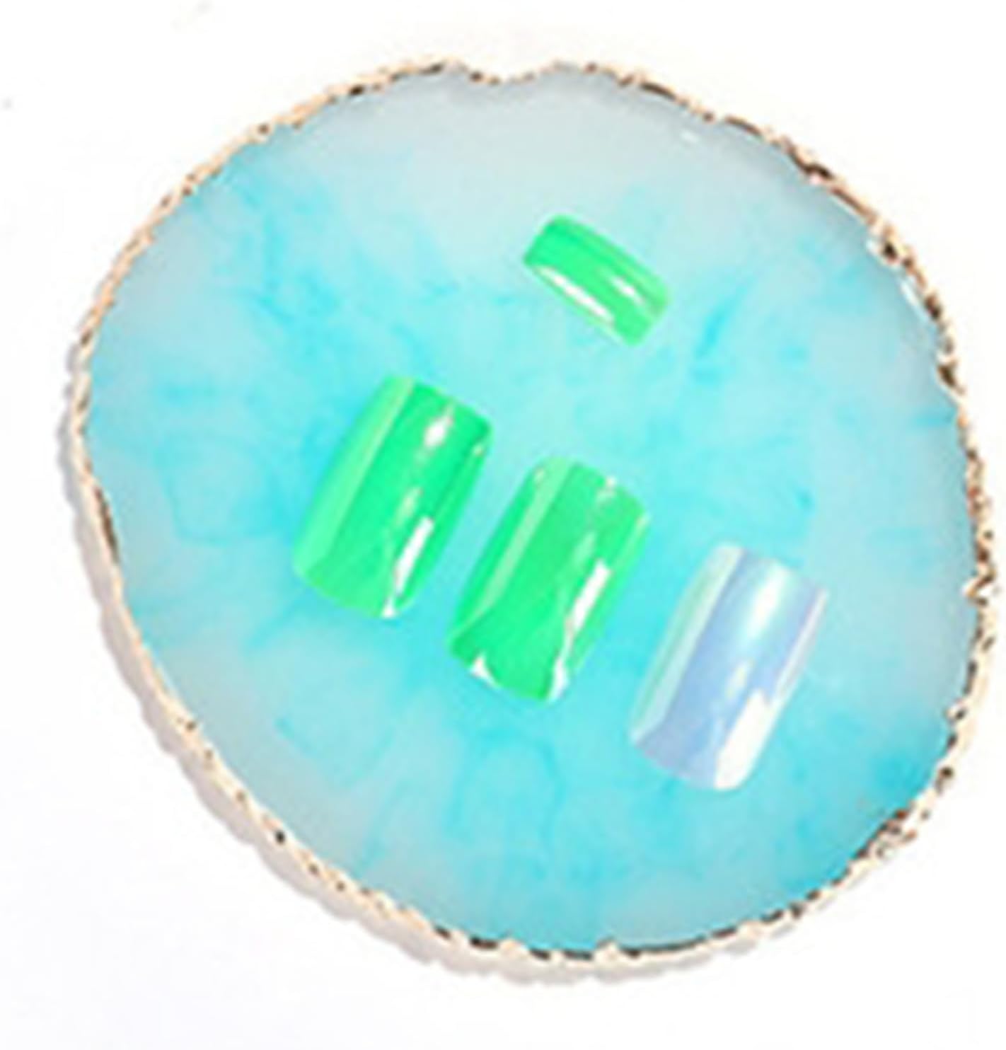 2 Pcs Resin Nail Palette Nail Polish Palette Nail Art Palette with Stainless Stirring Rod (Gray and Green)-BrightBean Baby