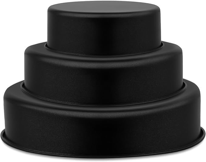 P&P CHEF 6/8/ 9.5 Inch Cake Pan Set of 3, Non-Stick Round Cake Pans Tins for Tier Smash Cakes, Baking Pans Set & Essential Bakeware, Stainless Steel Core & Leak-Proof