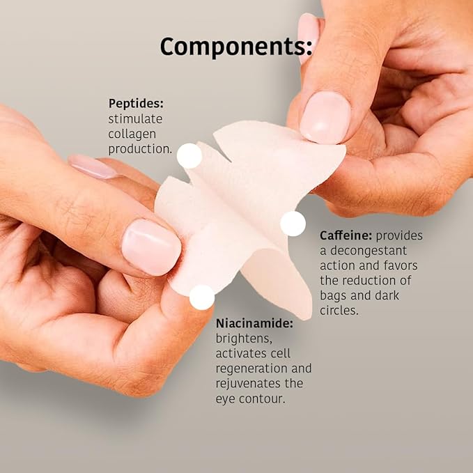 Eye Masks, Reduces Wrinkles, Dark Circles & Puffiness - Pack of 5 Pairs - Hydrating Patches with Niacinamide, Caffeine, Peptides - Vegan, Cruelty-Free, Skincare, Under Eye Treatment, Gift-BrightBean Baby