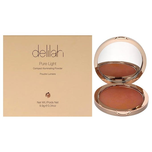 delilah - Pure Light Compact Illuminating Powder - Lustre - Lightweight, Long Lasting, Loose Setting Powder Face Makeup For Brightening And Radiant Finish - Light Coverage - Vegan-Cruelty Free-0.34 oz-BrightBean Baby