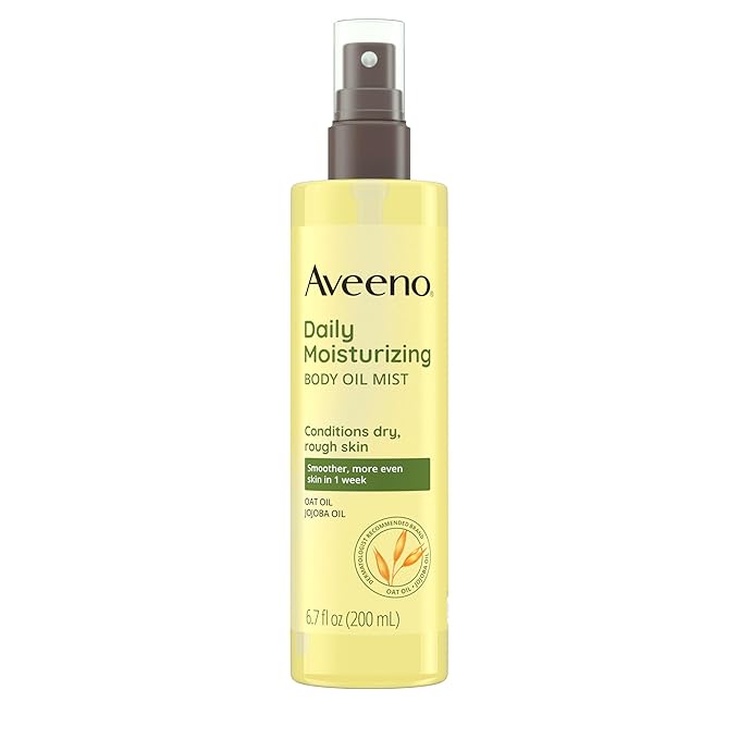 Aveeno Daily Moisturizing Body Oil, Body Mist for Dry Skin with Oat Oil and Jojoba Oil, Nourishing Body Spray with a Hypoallergenic Formula, 6.7 FL OZ-BrightBean Baby