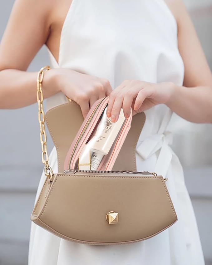 Clear Makeup Bag Small, TSA Approved Portable Toiletry Bag with Zipper Cosmetic Travel Bag Makeup Organizer Case Mini Makeup Pouch for Purse Car Organizer Bag for Women Men-BrightBean Baby