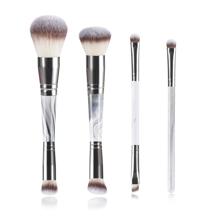 4 pcs makeup brushes, double head makeup brush set, loose powder powder blusher foundation make-up concealer eye shadow eyebrow brush, multi-purpose makeup tools-BrightBean Baby
