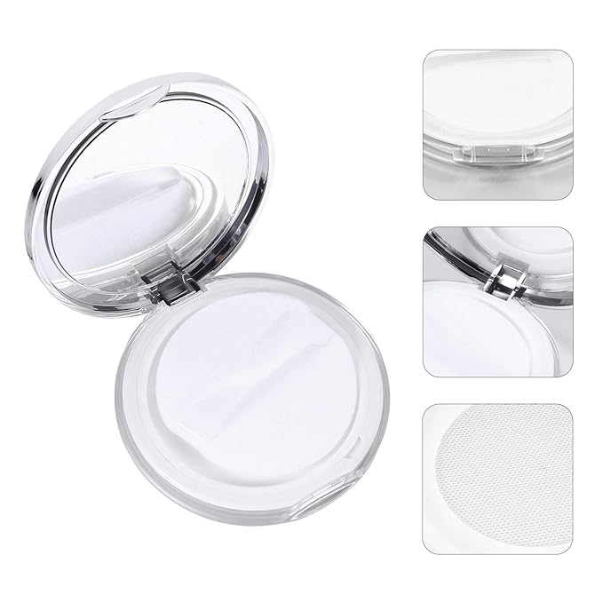 Powder Container 2pcs Loose Powder Containers with Elasticated Net Sifter, Mirror and Puff 5g Loose Powder Compact Case Case for DIY Makeup and Travel (Sliver) Powder Puff-BrightBean Baby
