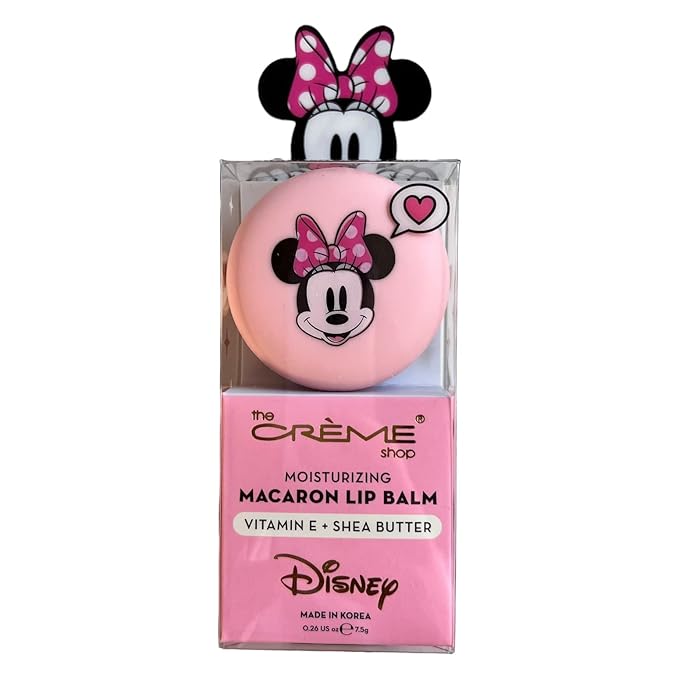 The Crème Shop x Disney Macaron Lip Balm Minnie Mouse Strawberries and Crème Pink Korean Scented Pocket Portable Vitamin E Shea Butter-BrightBean Baby