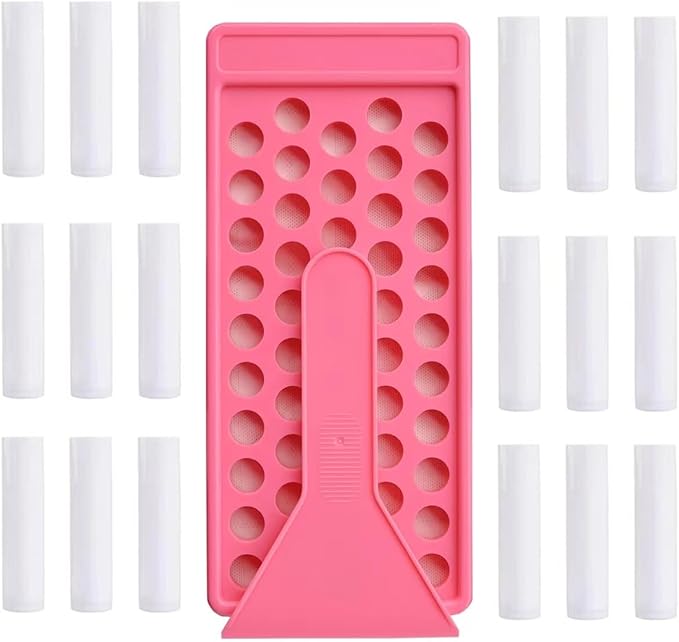50 Lip Balm Container Kit with Filling Tray and Spatula, Round Tube Refillable Empty Tube 3 Colors, 0.15 oz, BPA Free, for DIY Homemade Lipstick Lipstick (50 white kits,)-BrightBean Baby
