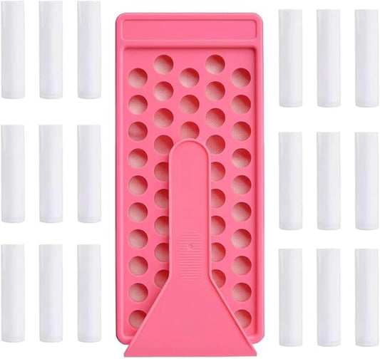 50 Lip Balm Container Kit with Filling Tray and Spatula, Round Tube Refillable Empty Tube 3 Colors, 0.15 oz, BPA Free, for DIY Homemade Lipstick Lipstick (50 white kits,)-BrightBean Baby