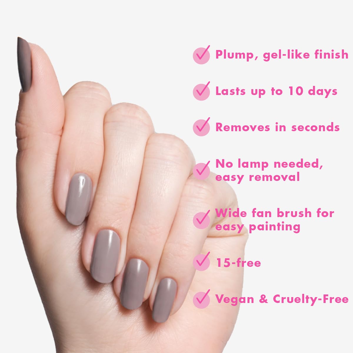 Olive & June Long Lasting Nail Polish | Plump, Gel-Like Finish No Lamp Needed | Lasts up to 10 days | Salon-Quality Color at Home | 15-Free, Vegan & Cruelty-Free Chip-Resistant Shine | AW Warm Grey-BrightBean Baby