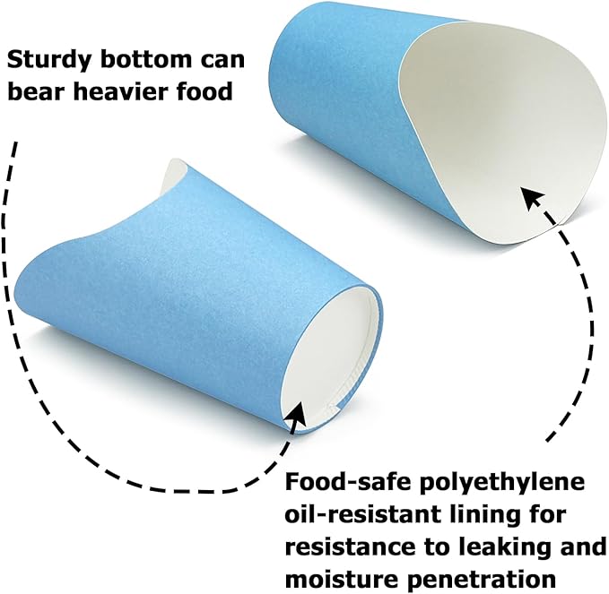 CAMKYDE 100 Pcs French Fries Holder, 12oz Disposable Paper French Fry Cups Blue Charcuterie Cups for all Occasions (12oz, Blue)