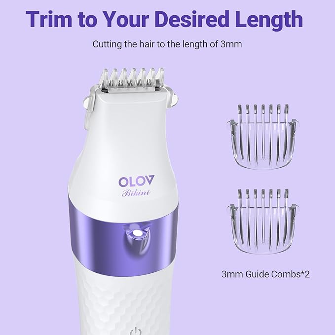 Bikini Trimmer for Women, IPX7 Waterproof Wet & Dry Electric Razors for Women, Bikini Legs Underarm Pubic Hairs Rechargeable Electric Shaver with 2 Trimmer Heads and Travel Razors-BrightBean Baby