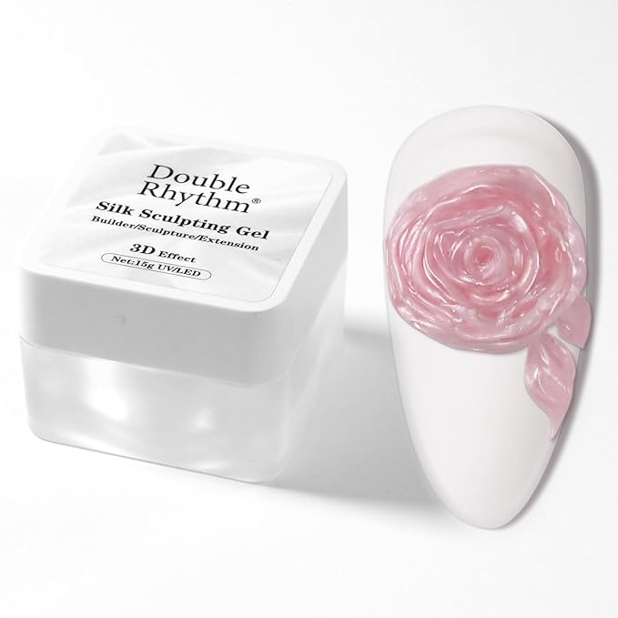 Double Rhythm 3D Nail Gel Pearl Solid Sculpting Gel for Nail Art Non-Sticky Hard Gel for Building Carving Molding Nail Extension Soak Off UV/LED Nail Art Salon Home DIY 0.5 Oz (Orange Pink-Silk 06)-BrightBean Baby