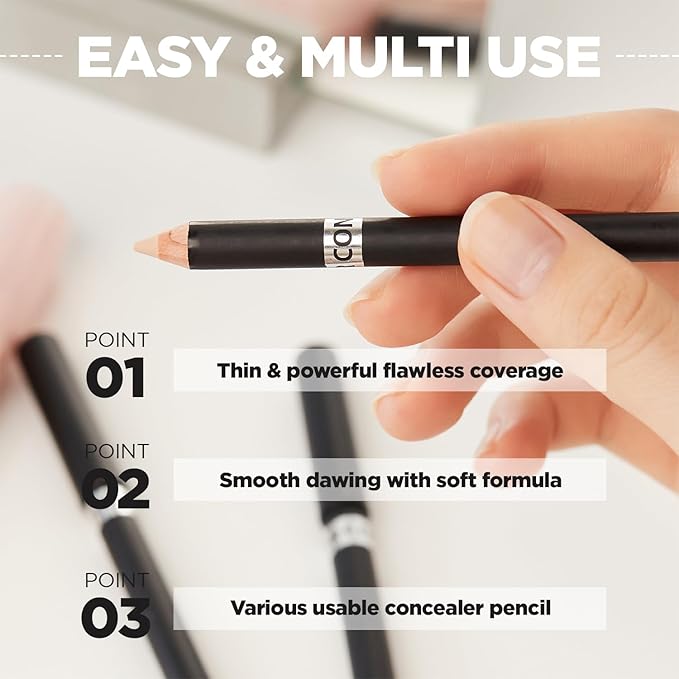 THESAEM Cover Perfection Concealer Pencil – Non Comedogenic spot Eraser - Conceal Blemish,Aging Spot,Acne&Freckle – Multi-Use Under Eye Concealer for Dark Circle,1.4g (1.0 Clear Beige)-BrightBean Baby