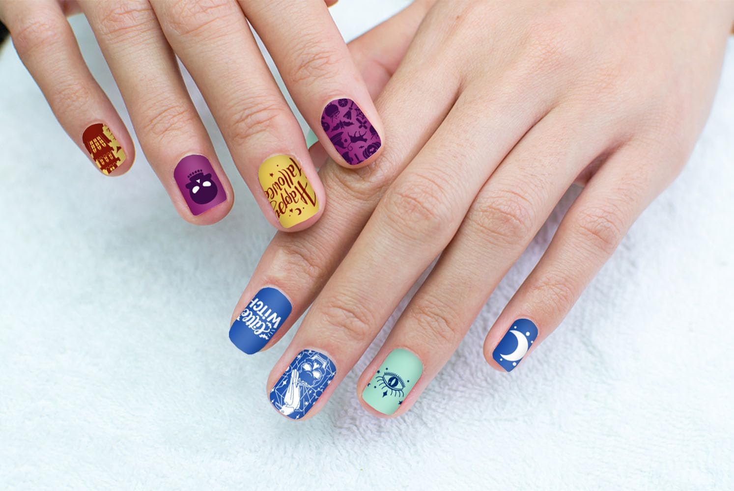 ALIBBON 6 Pcs Halloween Nail Stamping Plates Set, Ghost Pumpkin Background Nail Art Stamp Templates, Cat Spider Web Stamp Templates Kit, Castle Grave Metal Nail Plates for DIY Printing Decor-BrightBean Baby