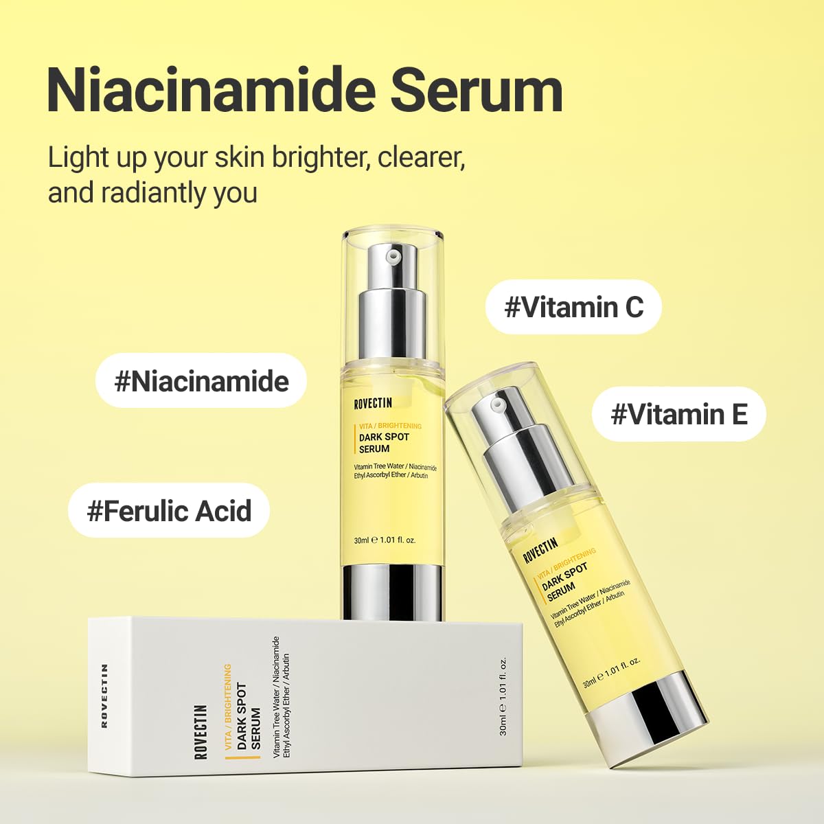 ROVECTIN Vita Dark Spot Serum for Clearing Blemish and Evening Skin Tone | Rich Vitamin C, Brightening, Hydrating For Dry, Sensitive, Normal, Oily Skin | Vegan K-Beauty (1.01 Fl. Oz, 30ml)-BrightBean Baby