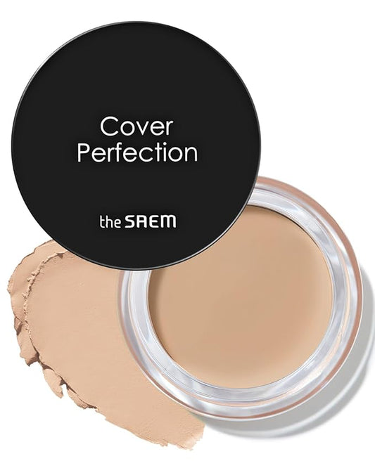 THESAEM Cover Perfection Pot Concealer #01 Clear Beige - High Adherence & Coverage Balm, Conceals Blemish & Acne Spots, Matte Finish Sebum Control for Oily and Combination Skin-BrightBean Baby