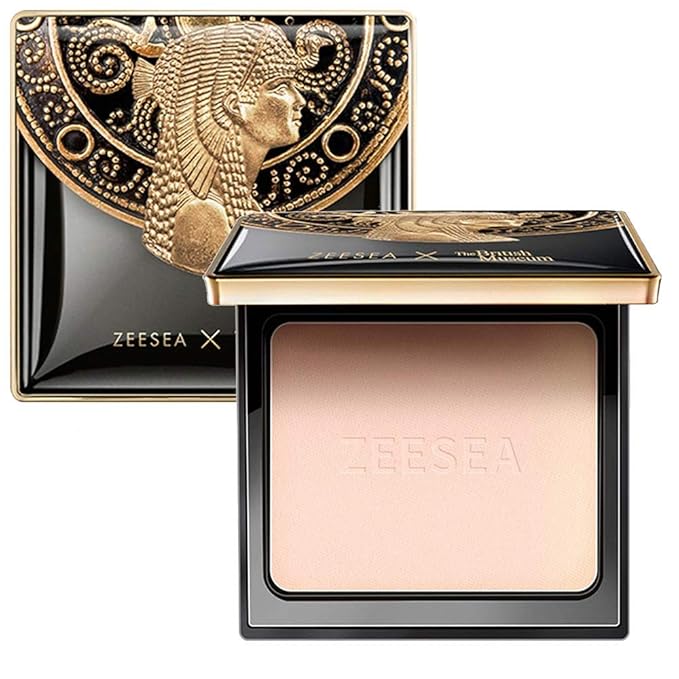 ZEESEA Pressed Powder The British Museum Egypt Series Long Lasting Oil Control Facial Finishing Brighten Setting Powder Multi-use Foundation (#00 Light Beige)-BrightBean Baby