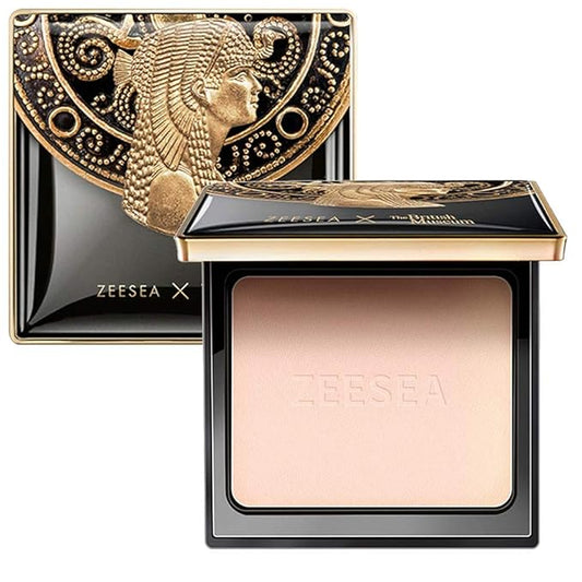 ZEESEA Pressed Powder The British Museum Egypt Series Long Lasting Oil Control Facial Finishing Brighten Setting Powder Multi-use Foundation (#00 Light Beige)-BrightBean Baby