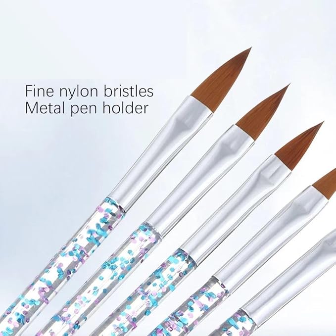 5pcs Nail Art Brushes Set, Nail Art Design Pen Painting Tools with Nail Extension Gel Brush, Nail Polish Brush, Builder Nail Gel Brush, Nail Dotting Pen Salon at Home Diy Manicure (Blue)-BrightBean Baby