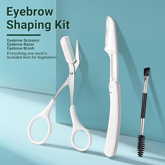 TsMADDTs Tweezers for Women, 8 in 1 Eyebrow Kit with Tweezers, Trimmer, Scissor, Razor, Brush with Travel Bag, Eyebrow Shaping Kit-BrightBean Baby
